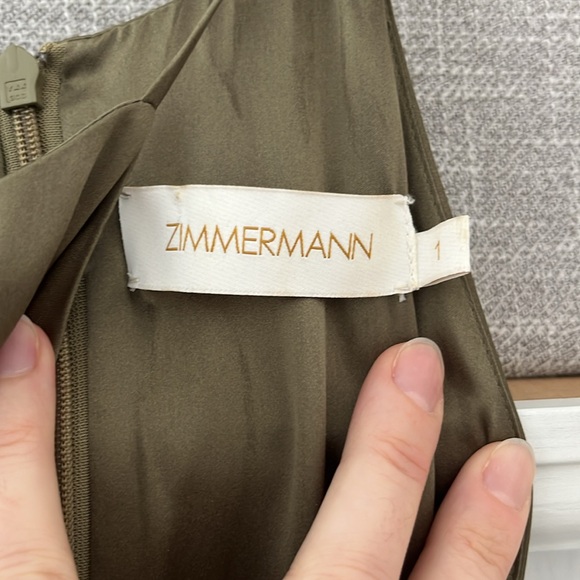 Zimmermann Green Fennel Silk Dress Ruffle Asymmetrical - Picture 9 of 11